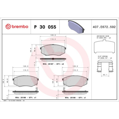 Brembo Bremsbelagsatz, Scheibenbremse PRIME LINE P 30 055