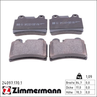 Zimmermann Bremsbelagsatz, Scheibenbremse 24097.170.1