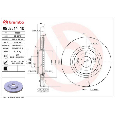 Brembo Bremsscheibe PRIME LINE 09.B614.10