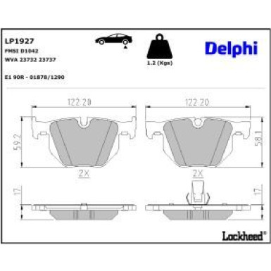Delphi Bremsbelagsatz, Scheibenbremse LP1927