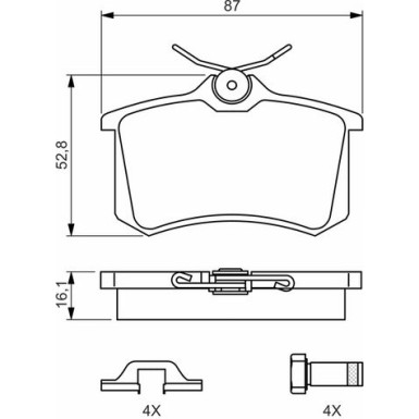 BOSCH Bremsbelagsatz, Scheibenbremse 0 986 494 621