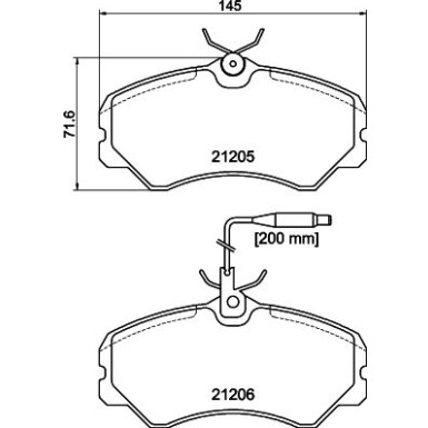 Hella | Bremsbelagsatz, Scheibenbremse | 8DB 355 017-841