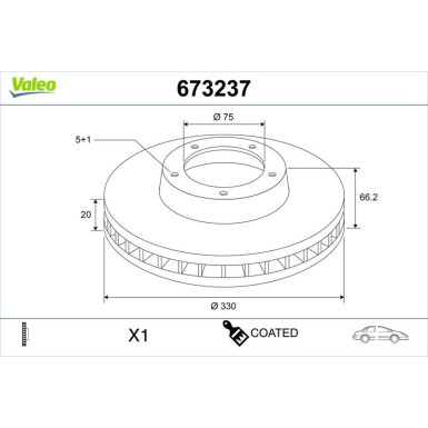 Valeo Bremsscheibe COATED 673237