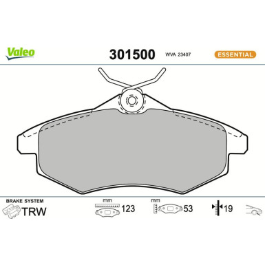Valeo | Bremsbelagsatz, Scheibenbremse | 301500