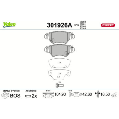 301926A Bremsbelagsatz, Scheibenbremse EXPERT