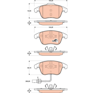 TRW Bremsbelagsatz, Scheibenbremse COTEC GDB1814