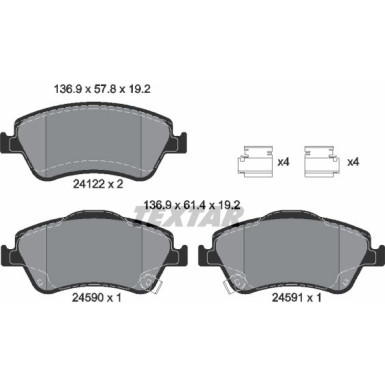 Textar Bremsbelagsatz, Scheibenbremse Q+ 2412201