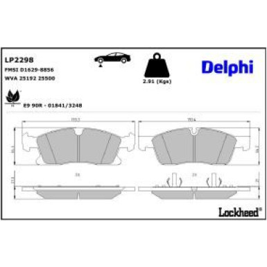 Delphi Bremsbelagsatz, Scheibenbremse LP2298