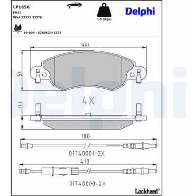 Delphi | Bremsbelagsatz, Scheibenbremse | LP1656