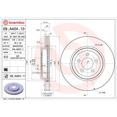 Brembo Bremsscheibe PRIME LINE - UV Coated 09.A404.11