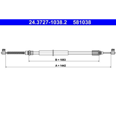 ATE | Seilzug, Feststellbremse | 24.3727-1038.2 ATE | Seilzug, Feststellbremse | 24.3727-1038.2