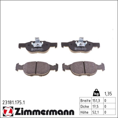 Zimmermann Bremsbelagsatz, Scheibenbremse 23181.175.1