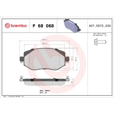 Brembo Bremsbelagsatz, Scheibenbremse PRIME LINE P 68 068