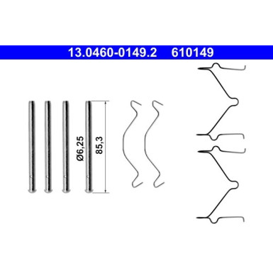 ATE | Zubehörsatz, Scheibenbremsbelag | 13.0460-0149.2