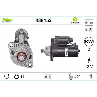 438152 Starter VALEO ORIGINS - NEW O.E. TECHNOLOGIE