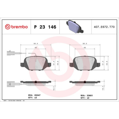 Brembo Bremsbelagsatz, Scheibenbremse PRIME LINE P 23 146