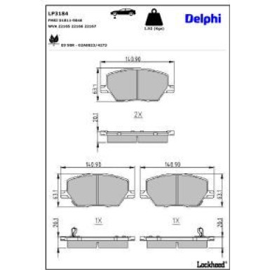 Delphi Bremsbelagsatz, Scheibenbremse LP3184