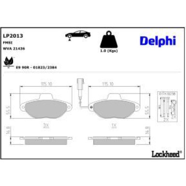 Delphi Bremsbelagsatz, Scheibenbremse LP2013