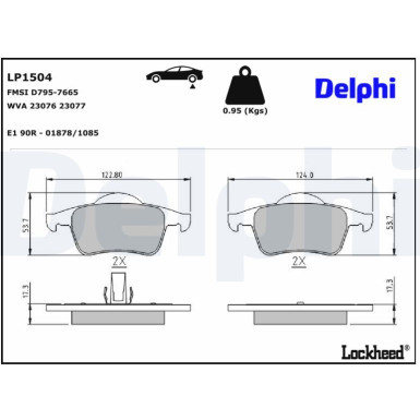 Delphi | Bremsbelagsatz, Scheibenbremse | LP1504 Delphi | Bremsbelagsatz, Scheibenbremse | LP1504
