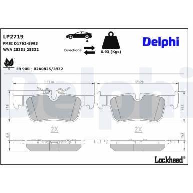 Delphi | Bremsbelagsatz, Scheibenbremse | LP2719
