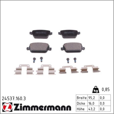 Zimmermann Bremsbelagsatz, Scheibenbremse 24537.160.3