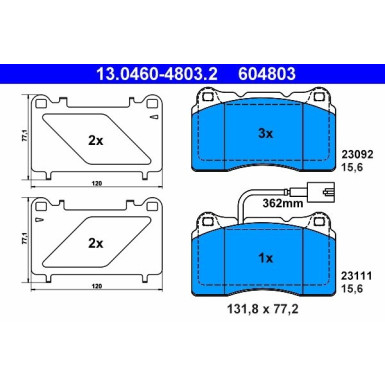 13.0460-4803.2 Bremsbelagsatz, Scheibenbremse