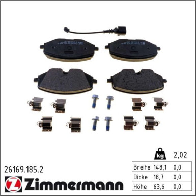 Zimmermann Bremsbelagsatz, Scheibenbremse 26169.185.2