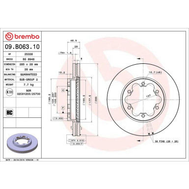09.B063.10 Bremsscheibe PRIME LINE 09.B063.10 Bremsscheibe PRIME LINE