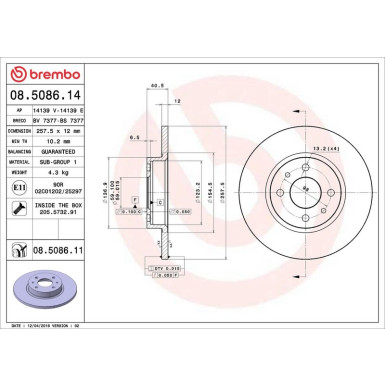 Brembo Bremsscheibe PRIME LINE - UV Coated 08.5086.11