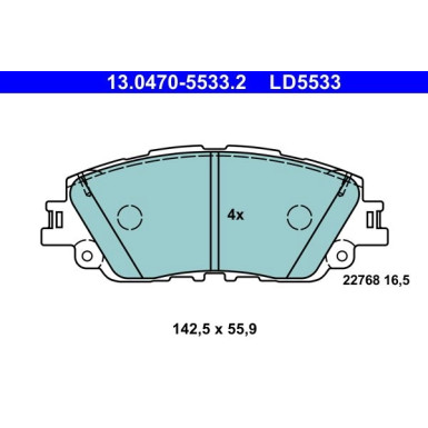 Bremsbelagsatz, Scheibenbremse ATE Ceramic 13.0470-5533.2