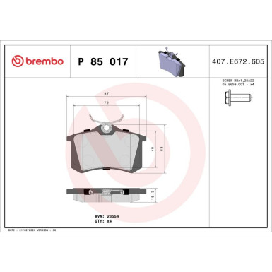 Brembo Bremsbelagsatz, Scheibenbremse PRIME LINE P 85 017