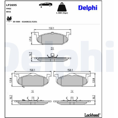 Delphi | Bremsbelagsatz, Scheibenbremse | LP2695