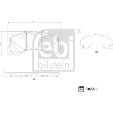 febi bilstein | Bremsbelagsatz, Scheibenbremse | 196503