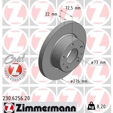 Zimmermann | Bremsscheibe | 230.6256.20