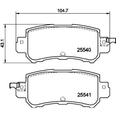 Hella | Bremsbelagsatz, Scheibenbremse | 8DB 355 020-151