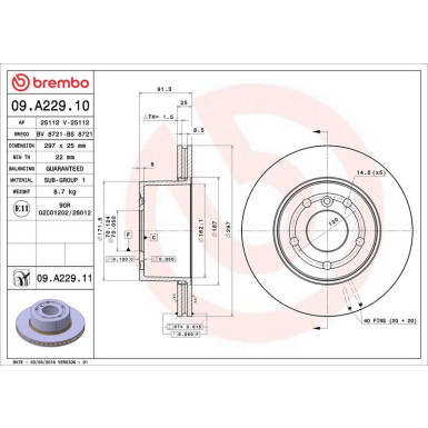 09.A229.11 Bremsscheibe PRIME LINE - UV Coated 09.A229.11 Bremsscheibe PRIME LINE - UV Coated