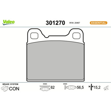 Valeo Bremsbelagsatz, Scheibenbremse ESSENTIAL 301270