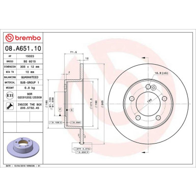 Brembo Bremsscheibe PRIME LINE 08.A651.10