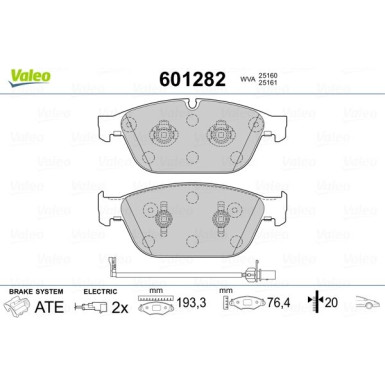 Valeo | Bremsbelagsatz, Scheibenbremse | 601282