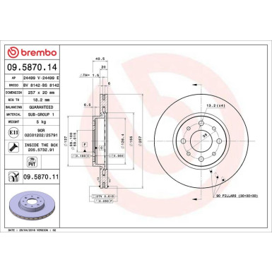 Brembo Bremsscheibe PRIME LINE - UV Coated 09.5870.11