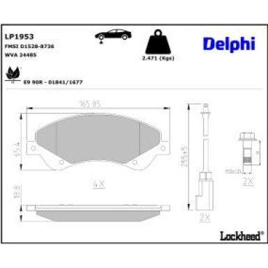 Delphi Bremsbelagsatz, Scheibenbremse LP1953