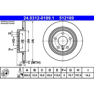 ATE | Bremsensatz, Scheibenbremse | 24.0312-0189.1 + 13.0460-7264.2