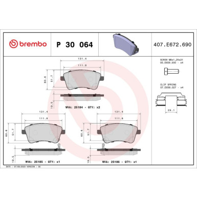 Brembo Bremsbelagsatz, Scheibenbremse PRIME LINE P 30 064