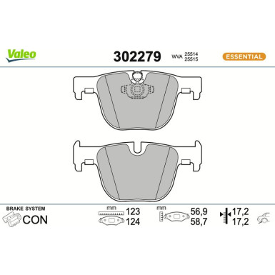 302279 Bremsbelagsatz, Scheibenbremse ESSENTIAL