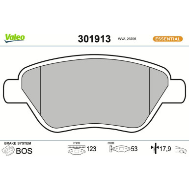 Valeo Bremsbelagsatz, Scheibenbremse ESSENTIAL 301913
