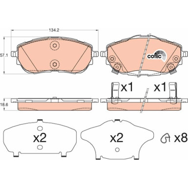TRW Bremsbelagsatz, Scheibenbremse COTEC GDB3598