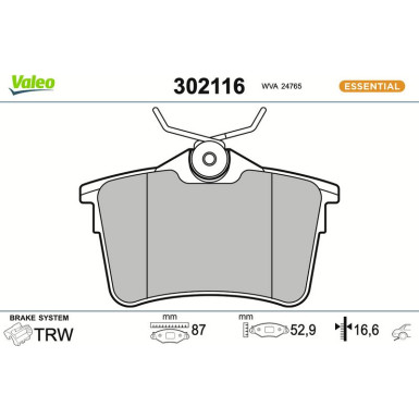 302116 Bremsbelagsatz, Scheibenbremse ESSENTIAL