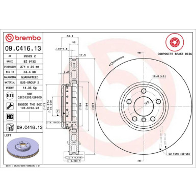 Brembo | Bremsscheibe | 09.C416.13