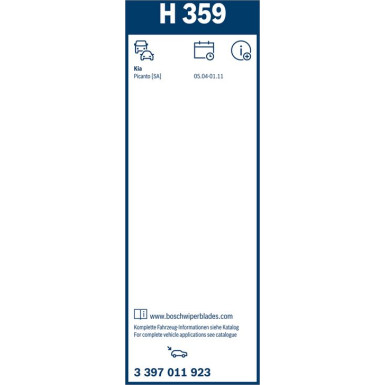 BOSCH H 359 Scheibenwischer Rear 3 397 011 923