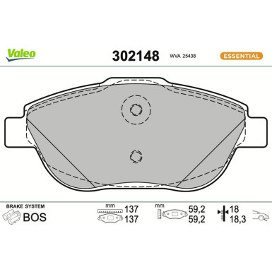302148 Bremsbelagsatz, Scheibenbremse ESSENTIAL